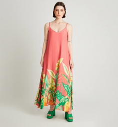 VESTIDO MAXI CORAL TIRANTES